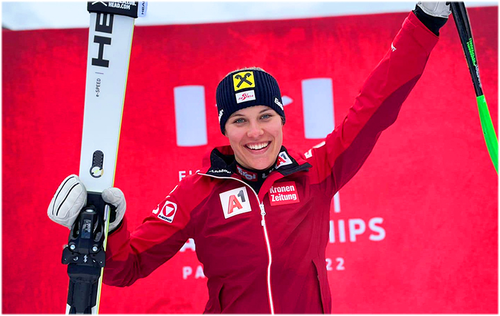 Junioren-Ski-WM in Panorama 2022: Magdalena Egger kürt sich zur Abfahrtsweltmeisterin (Foto: © ÖSV/Schrammel)