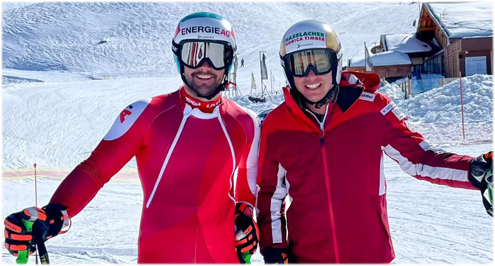 Feilten gemeinsam an ihrer Technik: Vincent Kriechmayr und Markus Salcher (Foto: © Ski Austria)