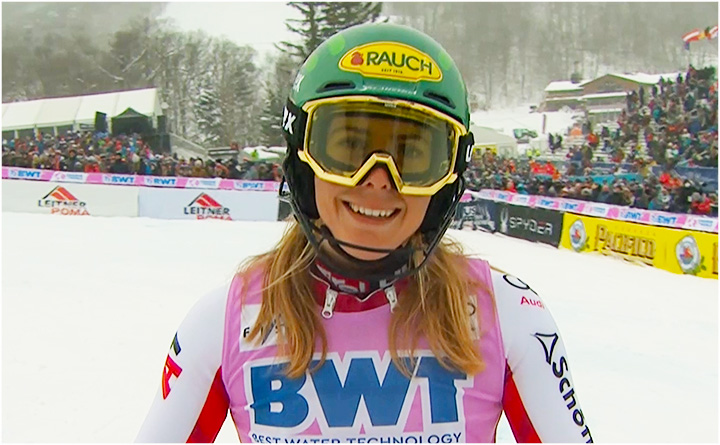Katharina Liensberger im Ski Weltcup Slalom in Killington knapp am Podest vorbei