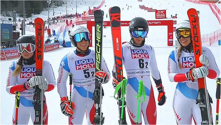 Schweiz gewinnt Nationen Team Event (Mixed Team Parallel) beim Ski Weltcup Finale in Meribel