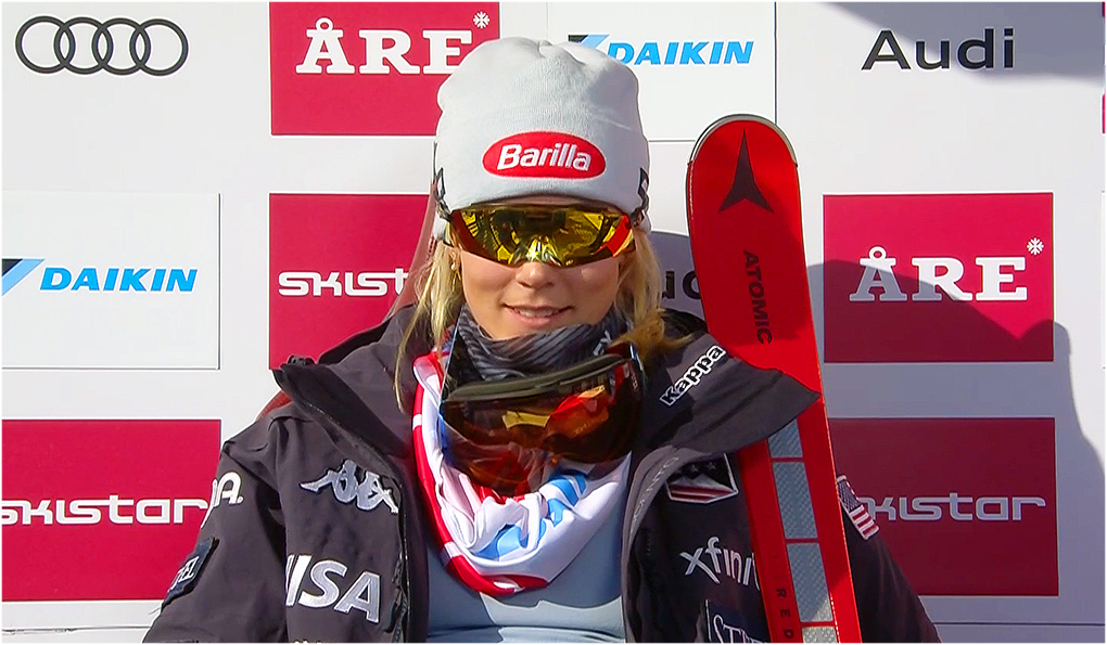 Mikaela Shiffrin hat die Führung nach dem 1. Slalom-Durchgang in Are übernommen