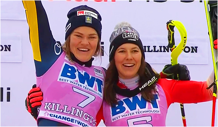 Anna Swenn Larsson und Wendy Holdener teilen sich Sieg beim Slalom in Killington