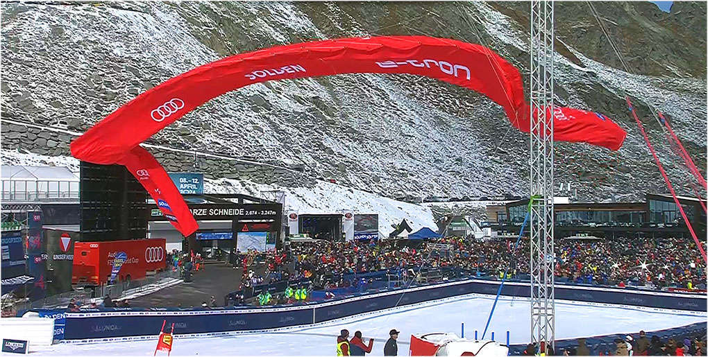 Zielraum Sölden bei starkem Wind