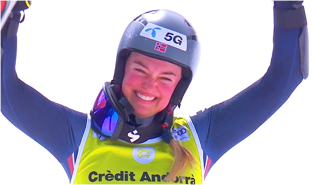 Thea Louise Stjernesund freut sich über den Gewinn des norwegischen Slalomtitels