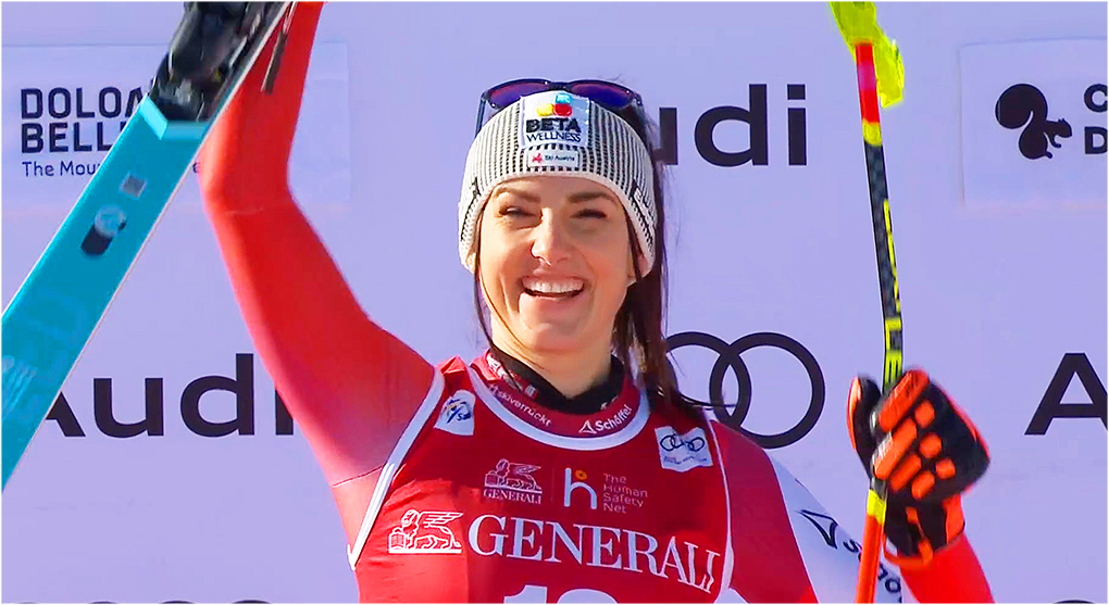 Stephanie Venier gewinnt Abfahrts-Sturzorgie am Freitag in Cortina d’Ampezzo