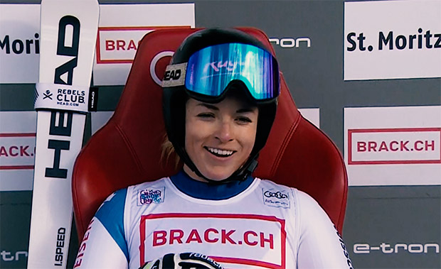 Lara Gut-Behrami hielt als Fünfte die Schweizer Fahne hoch