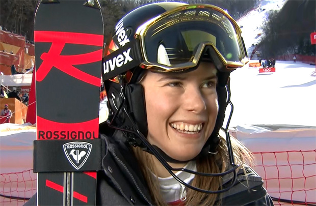 Katharina Liensberger, hier noch mit ihrem Rossignol Ski.
