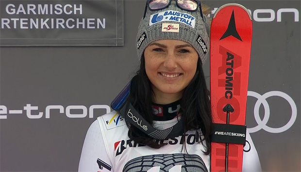 Stephanie Venier feierte bei der Abfahrt in Garmisch-Partenkirchen ihren ersten Weltcupsieg
