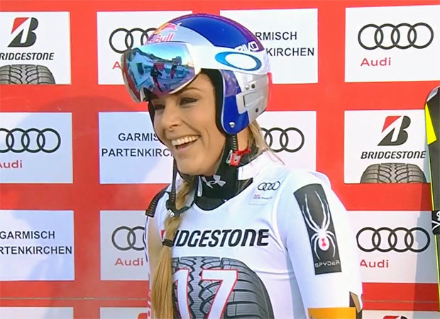 Lindsey Vonn rast bei Abfahrt in Garmisch-Partenkirchen zum 77. Weltcupsieg